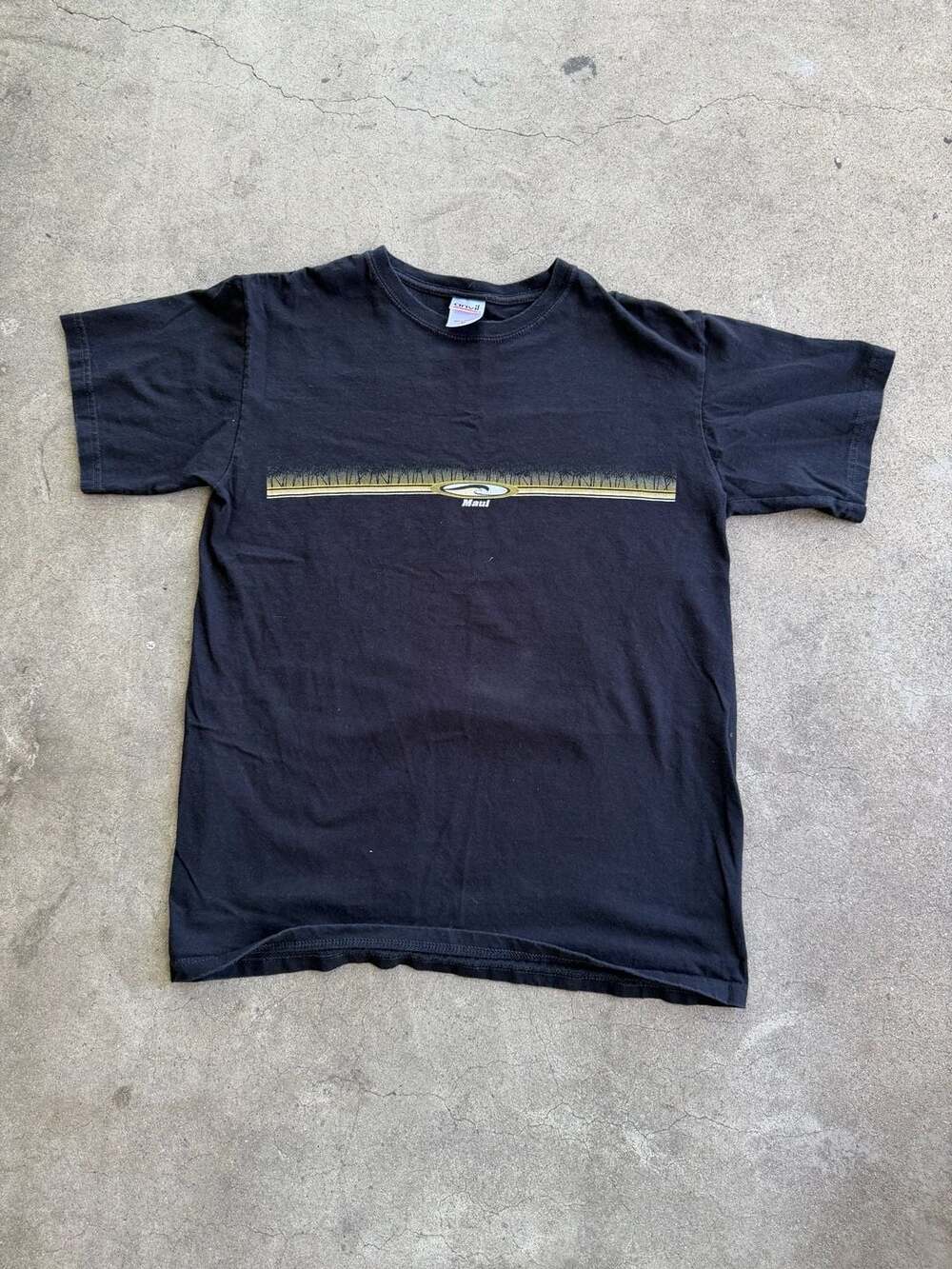 Maui and Sons Vintage Y2k Graphic Wave Logo T-Shirt Black Size M